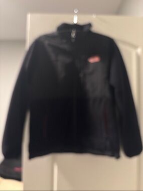 The North Face Black Fleece Jacket with Pink Logo